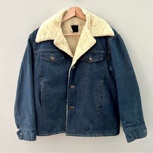 VTG Sears Roebucks Bomber Sherpa Lined Button Up Denim Jacket

Size: 42 R